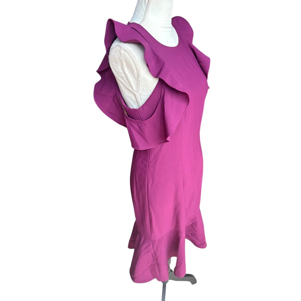 Cinq a Sept Micah Jewel Neck Open Shoulder Sheath Crepe Cocktail Dress - 10 - Picture 3 of 9